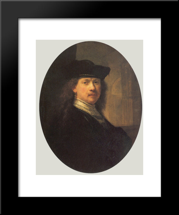 Self-Portrait 20x24 Black Modern Wood Framed Art Print Poster by Rembrandt