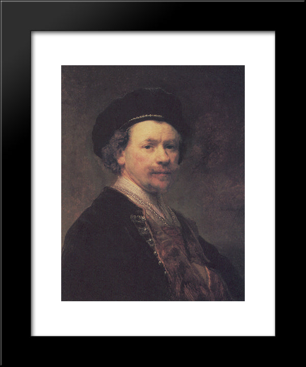 Self-Portrait 20x24 Black Modern Wood Framed Art Print Poster by Rembrandt