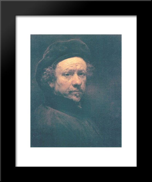 Self-Portrait 20x24 Black Modern Wood Framed Art Print Poster by Rembrandt