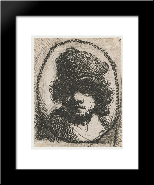 Self-Portrait 20x24 Black Modern Wood Framed Art Print Poster by Rembrandt