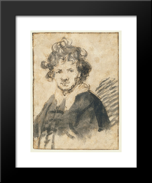 Self-Portrait 20x24 Black Modern Wood Framed Art Print Poster by Rembrandt