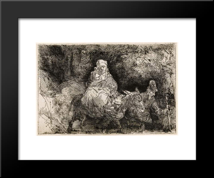 The Flight Into Egypt 20x24 Black Modern Wood Framed Art Print Poster by Rembrandt