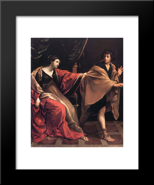 Joseph And Potiphar'S Wife 20x24 Black Modern Wood Framed Art Print Poster by Reni, Guido