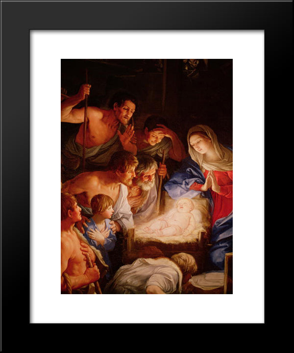 Adoration Of The Shepherds 20x24 Black Modern Wood Framed Art Print Poster by Reni, Guido