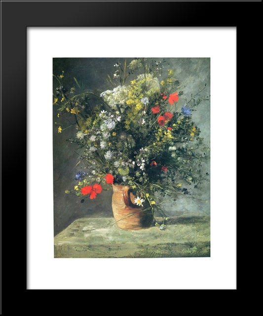 Flowers In A Vase 20x24 Black Modern Wood Framed Art Print Poster by Renoir, Pierre Auguste