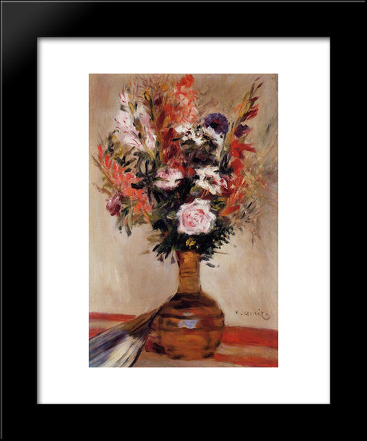 Roses In A Vase 20x24 Black Modern Wood Framed Art Print Poster by Renoir, Pierre Auguste