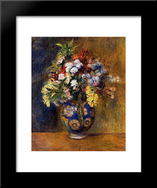 Flowers In A Vase 20x24 Black Modern Wood Framed Art Print Poster by Renoir, Pierre Auguste