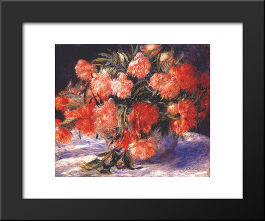 Peonies 20x24 Black Modern Wood Framed Art Print Poster by Renoir, Pierre Auguste