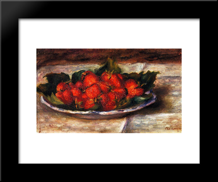 Still Life With Strawberries 20x24 Black Modern Wood Framed Art Print Poster by Renoir, Pierre Auguste