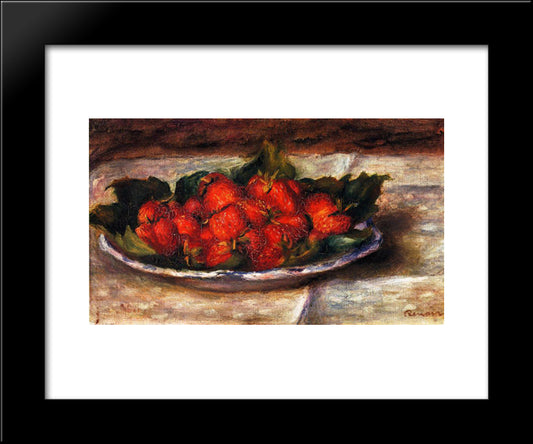 Still Life With Strawberries 20x24 Black Modern Wood Framed Art Print Poster by Renoir, Pierre Auguste