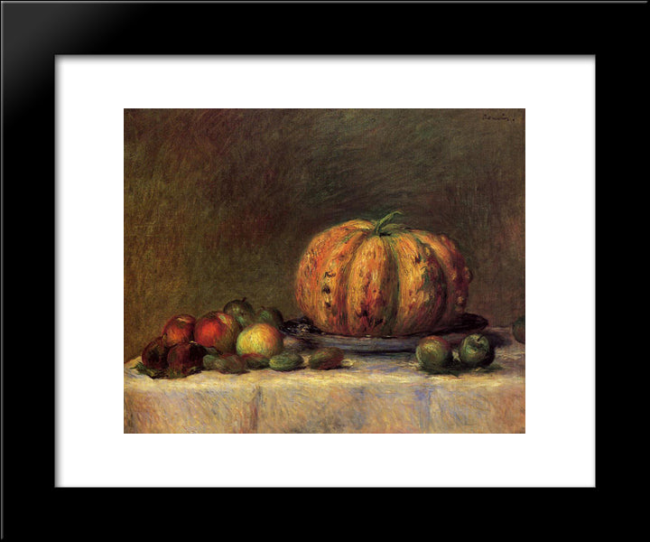 Still Life With Fruit 20x24 Black Modern Wood Framed Art Print Poster by Renoir, Pierre Auguste