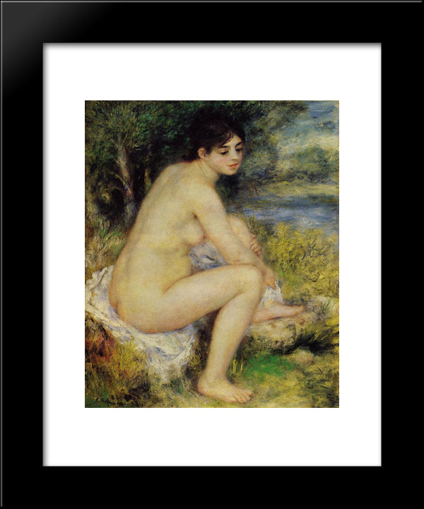 Seated Bather 20x24 Black Modern Wood Framed Art Print Poster by Renoir, Pierre Auguste