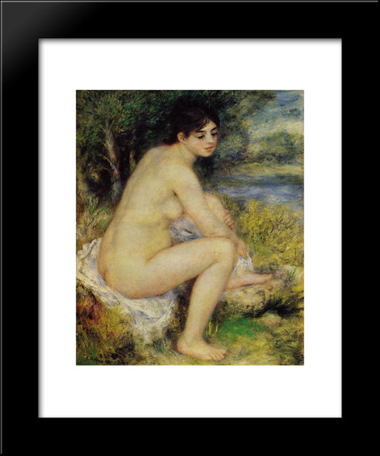 Seated Bather 20x24 Black Modern Wood Framed Art Print Poster by Renoir, Pierre Auguste