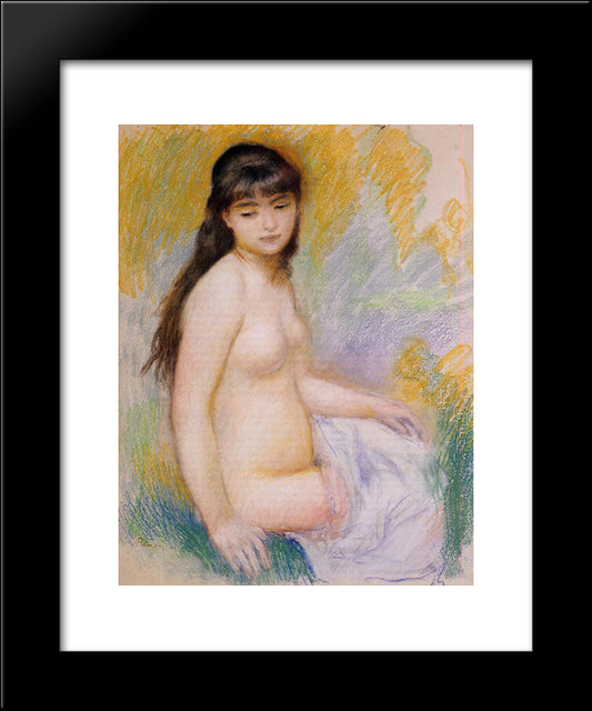 Seated Bather 20x24 Black Modern Wood Framed Art Print Poster by Renoir, Pierre Auguste