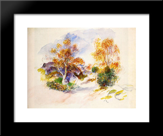 Landscape With Trees 20x24 Black Modern Wood Framed Art Print Poster by Renoir, Pierre Auguste