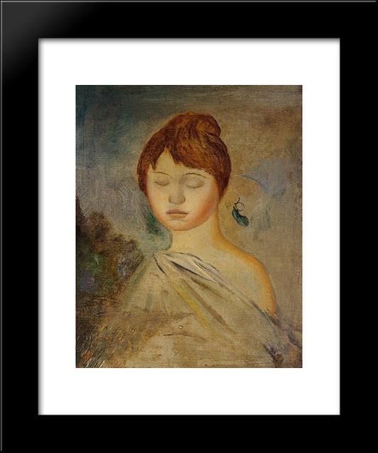 Head Of A Young Woman 20x24 Black Modern Wood Framed Art Print Poster by Renoir, Pierre Auguste