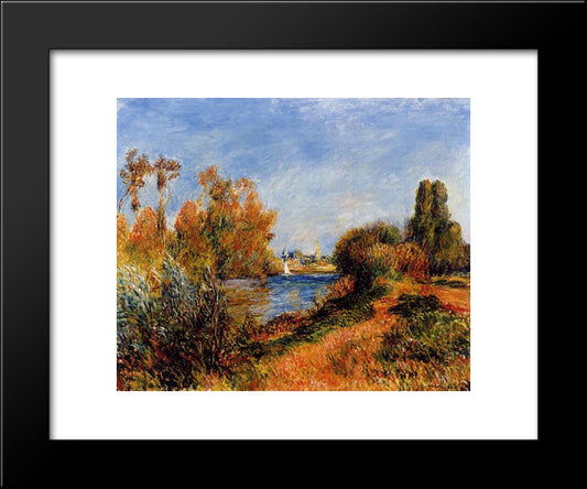 The Seine At Argenteuil 20x24 Black Modern Wood Framed Art Print Poster by Renoir, Pierre Auguste