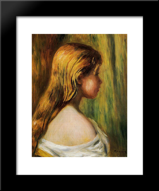 Head Of A Young Girl 20x24 Black Modern Wood Framed Art Print Poster by Renoir, Pierre Auguste