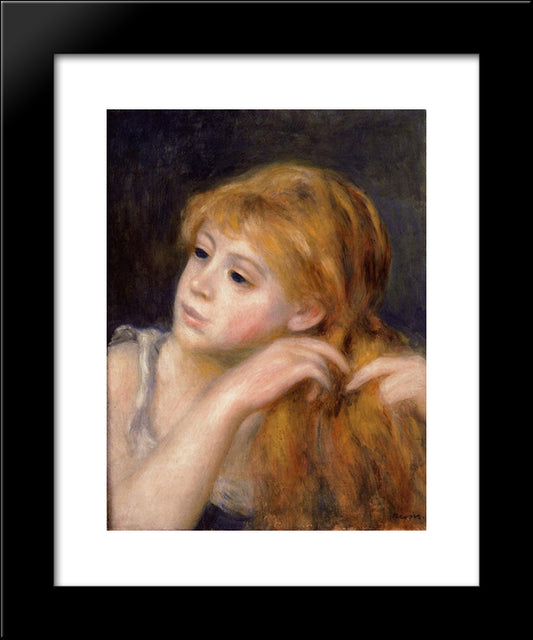 Head Of A Young Woman 20x24 Black Modern Wood Framed Art Print Poster by Renoir, Pierre Auguste