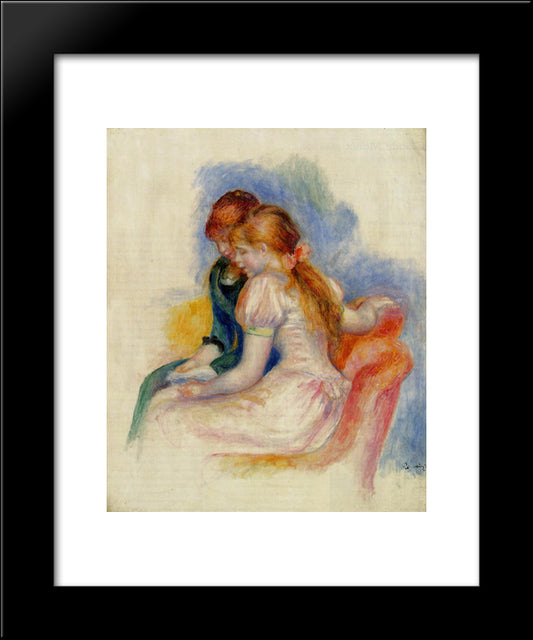 The Reading 20x24 Black Modern Wood Framed Art Print Poster by Renoir, Pierre Auguste