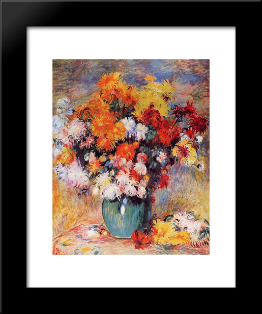 Vase Of Chrysanthemums 20x24 Black Modern Wood Framed Art Print Poster by Renoir, Pierre Auguste