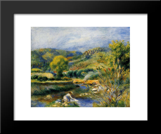 The Laundress 20x24 Black Modern Wood Framed Art Print Poster by Renoir, Pierre Auguste
