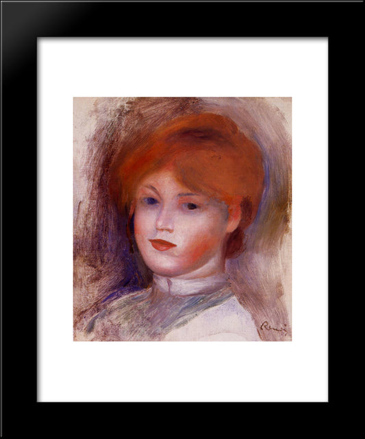 Head Of A Young Woman 20x24 Black Modern Wood Framed Art Print Poster by Renoir, Pierre Auguste