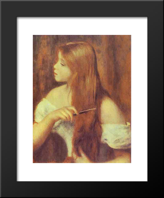Young Girl Combing Her Hair 20x24 Black Modern Wood Framed Art Print Poster by Renoir, Pierre Auguste