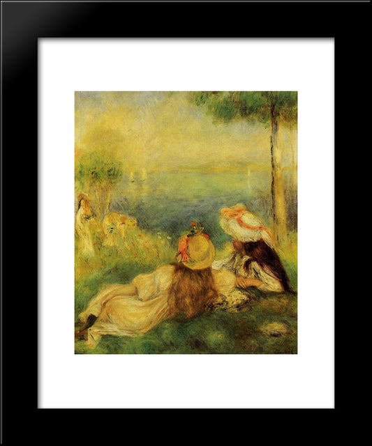 Young Girls By The Sea 20x24 Black Modern Wood Framed Art Print Poster by Renoir, Pierre Auguste