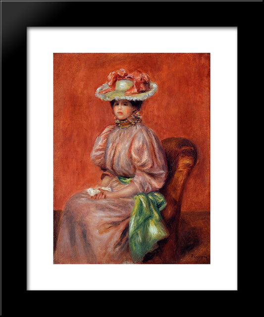 Seated Woman 20x24 Black Modern Wood Framed Art Print Poster by Renoir, Pierre Auguste