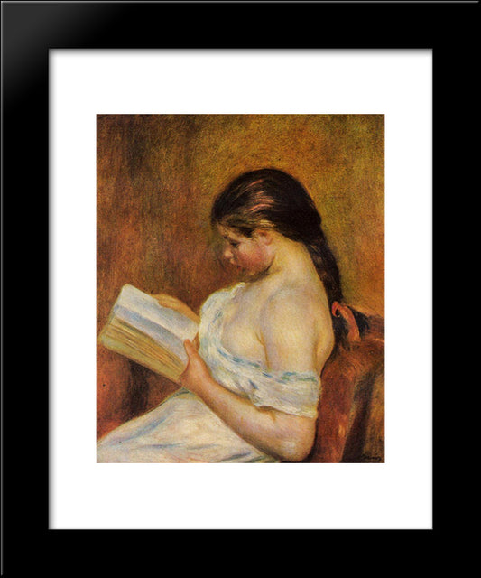 Young Girl Reading 20x24 Black Modern Wood Framed Art Print Poster by Renoir, Pierre Auguste