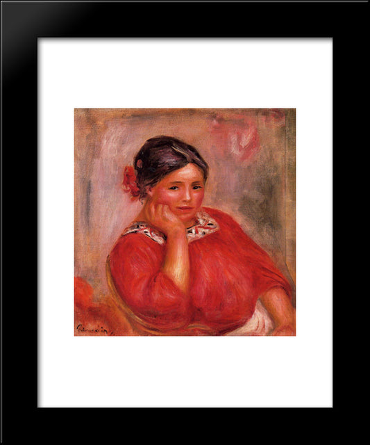 Gabrielle In A Red Blouse 20x24 Black Modern Wood Framed Art Print Poster by Renoir, Pierre Auguste