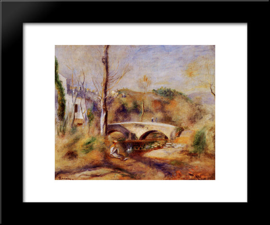 Landscape With Bridge 20x24 Black Modern Wood Framed Art Print Poster by Renoir, Pierre Auguste