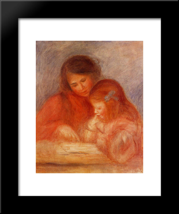 The Lesson 20x24 Black Modern Wood Framed Art Print Poster by Renoir, Pierre Auguste