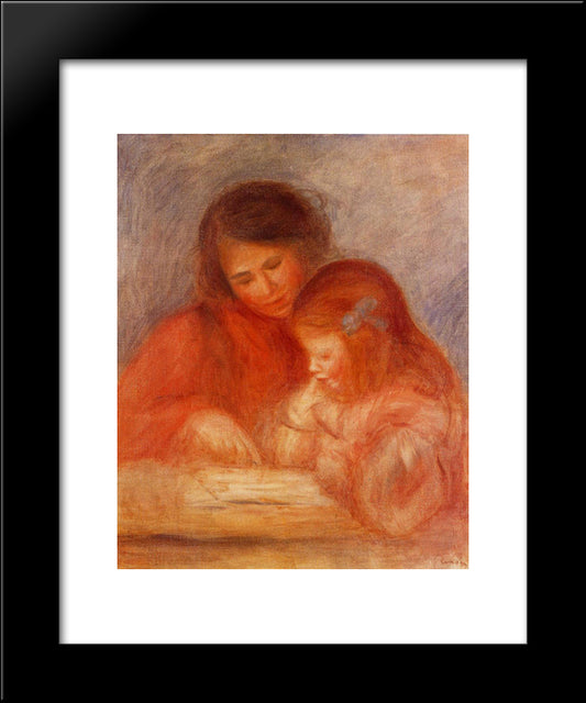 The Lesson 20x24 Black Modern Wood Framed Art Print Poster by Renoir, Pierre Auguste