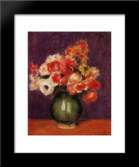 Flowers In A Vase 20x24 Black Modern Wood Framed Art Print Poster by Renoir, Pierre Auguste