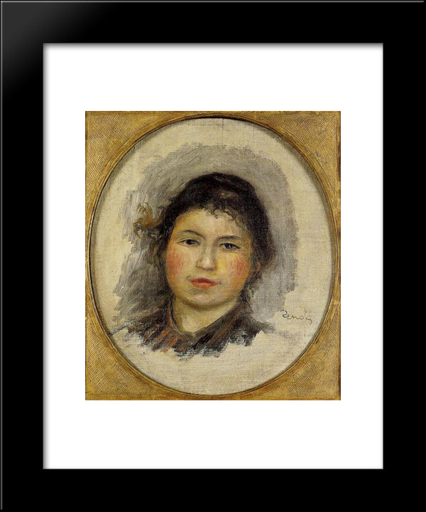 Head Of A Young Woman 20x24 Black Modern Wood Framed Art Print Poster by Renoir, Pierre Auguste