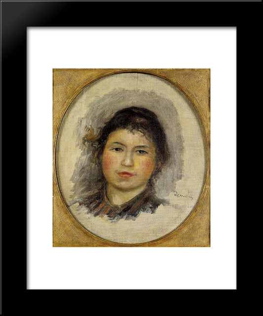 Head Of A Young Woman 20x24 Black Modern Wood Framed Art Print Poster by Renoir, Pierre Auguste