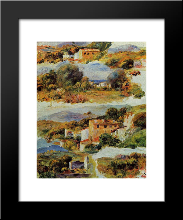 Houses At Cagnes 20x24 Black Modern Wood Framed Art Print Poster by Renoir, Pierre Auguste