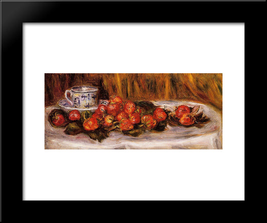 Still Life With Strawberries 20x24 Black Modern Wood Framed Art Print Poster by Renoir, Pierre Auguste