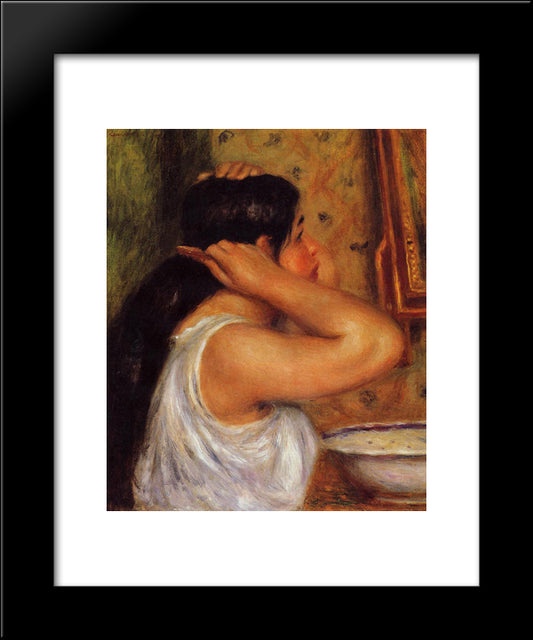 Woman Combing Her Hair 20x24 Black Modern Wood Framed Art Print Poster by Renoir, Pierre Auguste