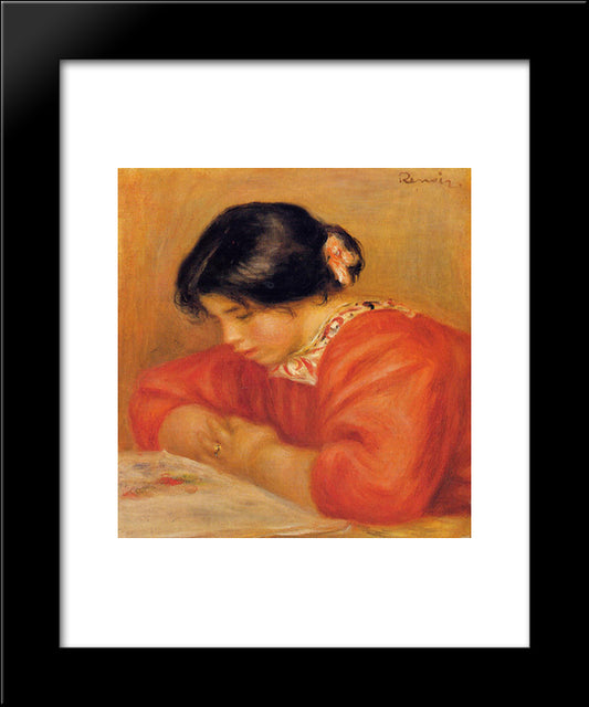 Leontine Reading 20x24 Black Modern Wood Framed Art Print Poster by Renoir, Pierre Auguste