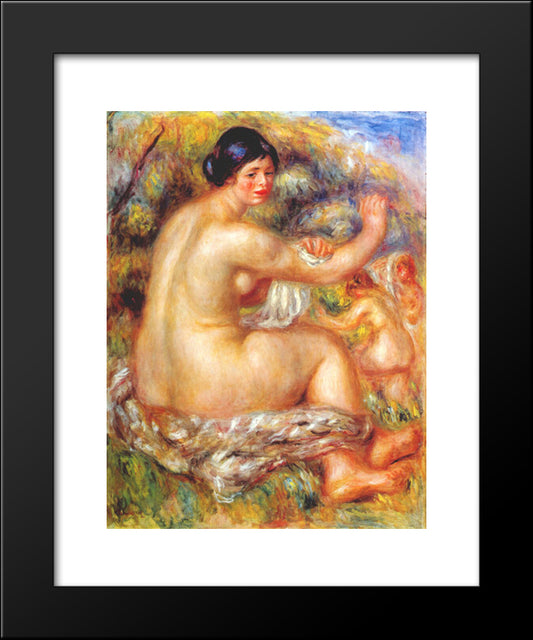 After The Bath 20x24 Black Modern Wood Framed Art Print Poster by Renoir, Pierre Auguste
