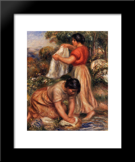 Laundresses 20x24 Black Modern Wood Framed Art Print Poster by Renoir, Pierre Auguste