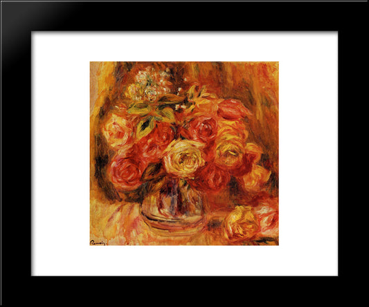 Roses In A Vase 20x24 Black Modern Wood Framed Art Print Poster by Renoir, Pierre Auguste