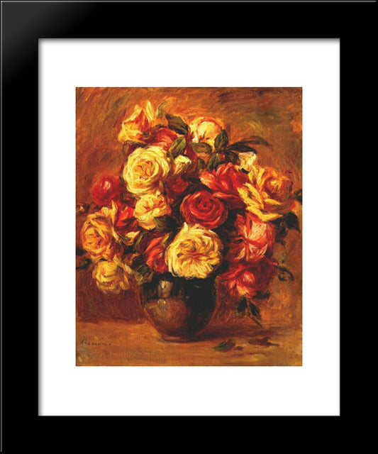 Bouquet Of Roses 20x24 Black Modern Wood Framed Art Print Poster by Renoir, Pierre Auguste