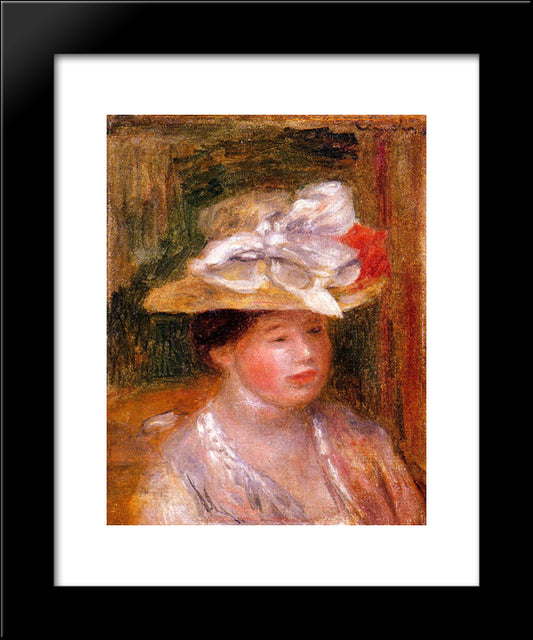 Head Of A Woman 20x24 Black Modern Wood Framed Art Print Poster by Renoir, Pierre Auguste