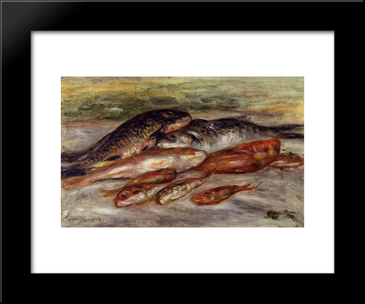 Still Life With Fish 20x24 Black Modern Wood Framed Art Print Poster by Renoir, Pierre Auguste