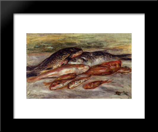 Still Life With Fish 20x24 Black Modern Wood Framed Art Print Poster by Renoir, Pierre Auguste