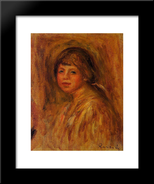 Head Of A Young Woman 20x24 Black Modern Wood Framed Art Print Poster by Renoir, Pierre Auguste